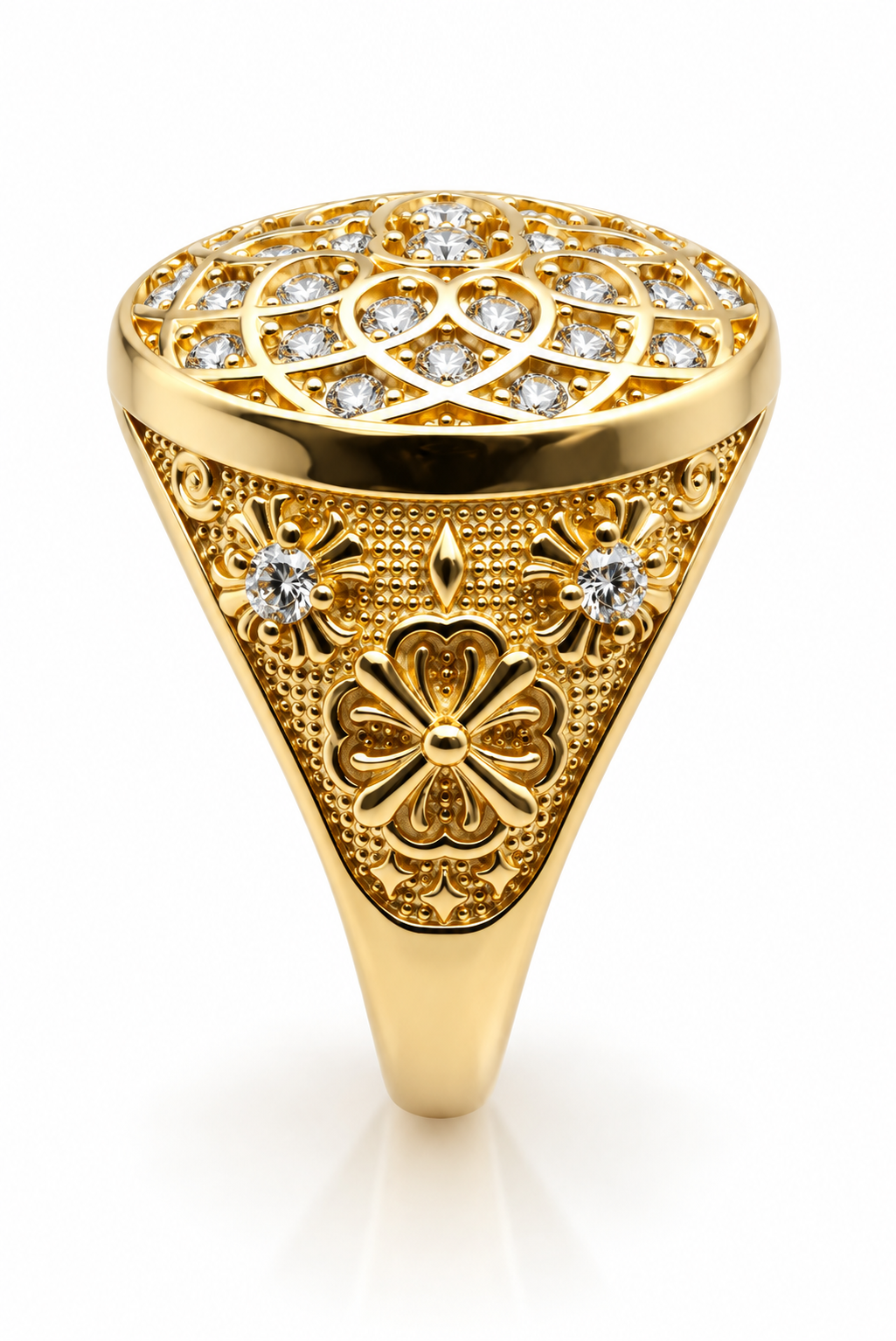 10K Yellow Gold Ornate Floral Ring
