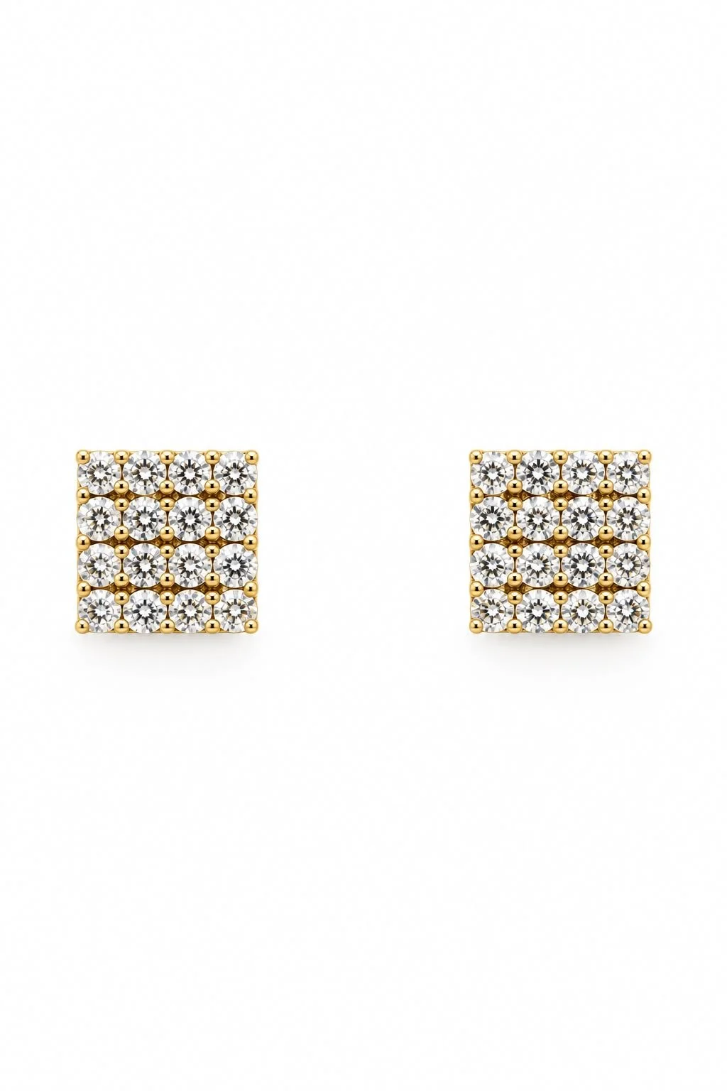 10K Yellow Gold Lab-Grown Diamond Square Stud Earrings – 0.20 CTW