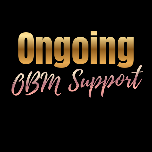 Text on a black background that reads "Ongoing G3M Support" with "Ongoing" in gold gradient and "G3M Support" in pink cursive font.