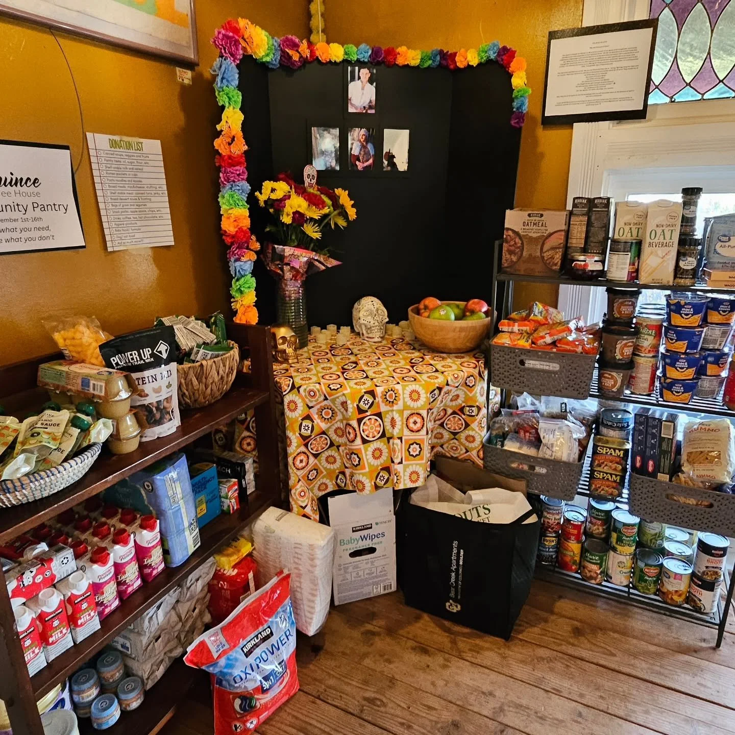 Thanks to the kindness and generosity of our community, we've already begun to create our Quince Community Pantry. This pantry is available to anyone with food or toiletry needs. We know at Quince that food is a right for all and not a privilege for 