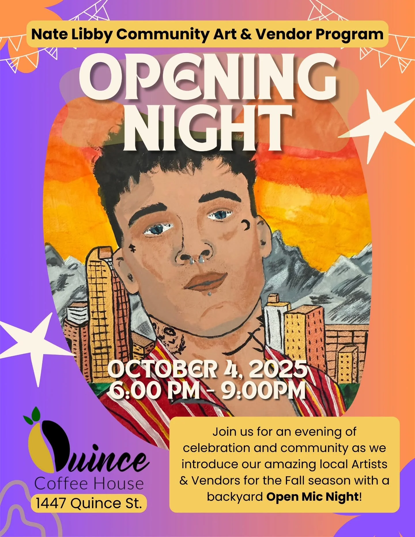 Hey there, and Happy Saturday!!! Tonight is The inaugural debut of the Nate Libby Community Art and Vendor Program from 6:00 to 9:00pm. We are so excited to share with you some of the artists that will be featured tonight and throughout the Fall here