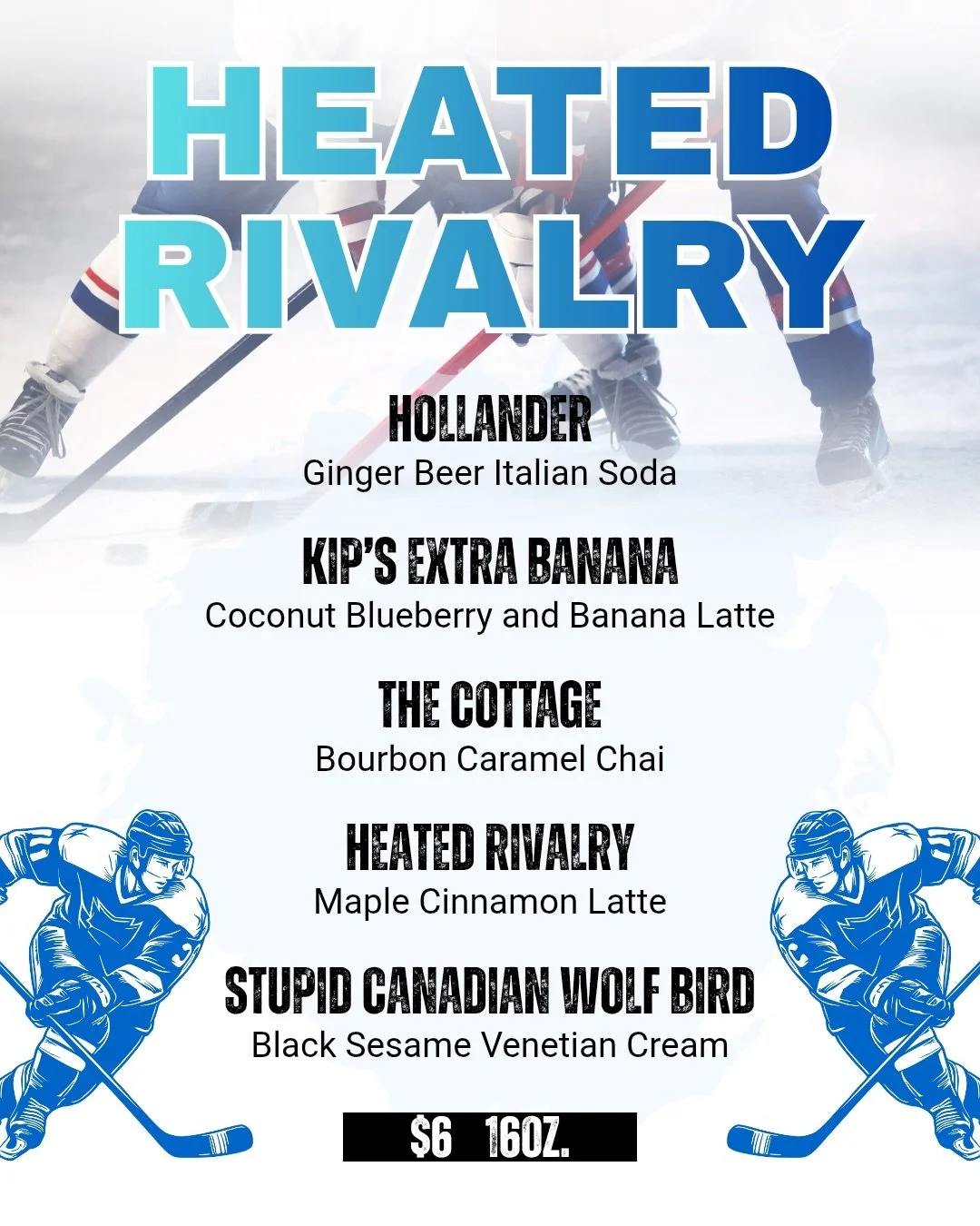 🏒IYKYK🏒
Heated Rivalry menu out now @quincecoffeehouse 

⛸️Hollander: Ginger Beer Italian Soda
🍌 Kip&rsquo;s Extra Banana: Blueberry Banana Coconut Latte
🏡 The Cottage: Bourbon Caramel Chai
🔥 Heated Rivalry: Maple Cinnamon Latte
🪶Stupid Canadia