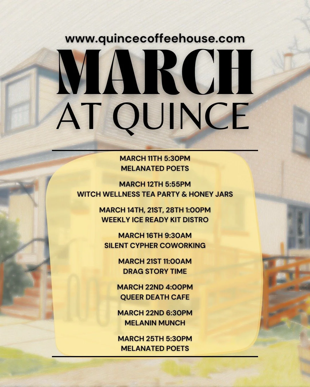 We're grateful to have so many great events happening in the house this month.🤗 Be sure to check out our listing of Tarot Readings through the month on slide 2️⃣. Tonight we welcome the return of Melanated Poets, starting at 5:30pm (Slide 3️⃣.) Whic