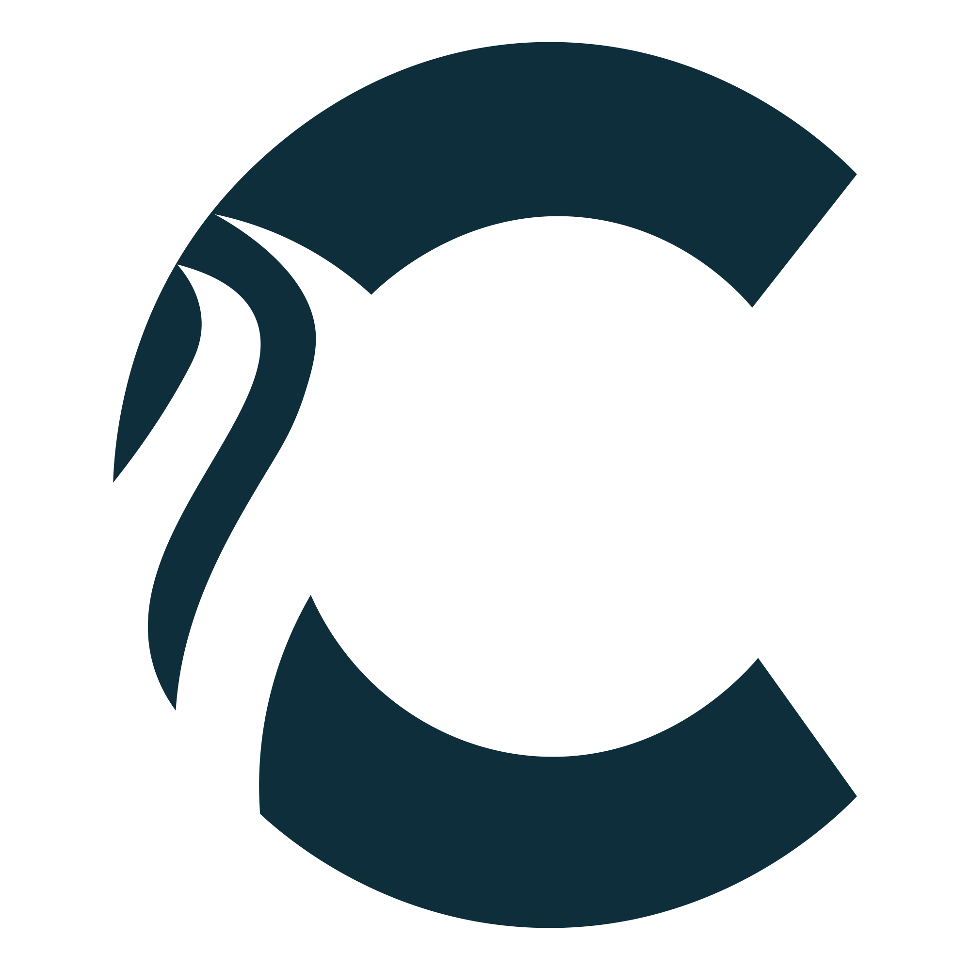Logo with blue accents forming the letter C.