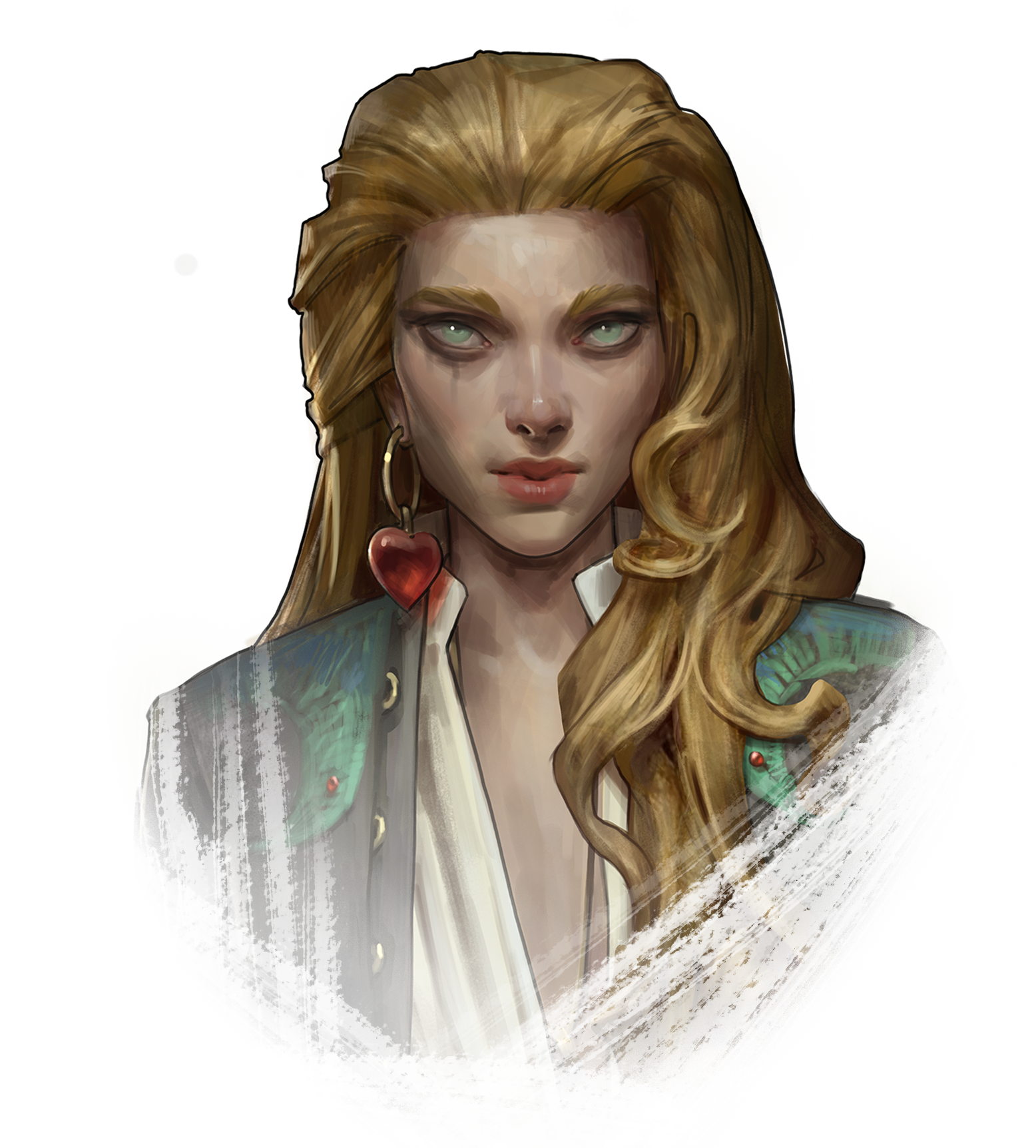 A charming woman with a hint of danger in her eyes