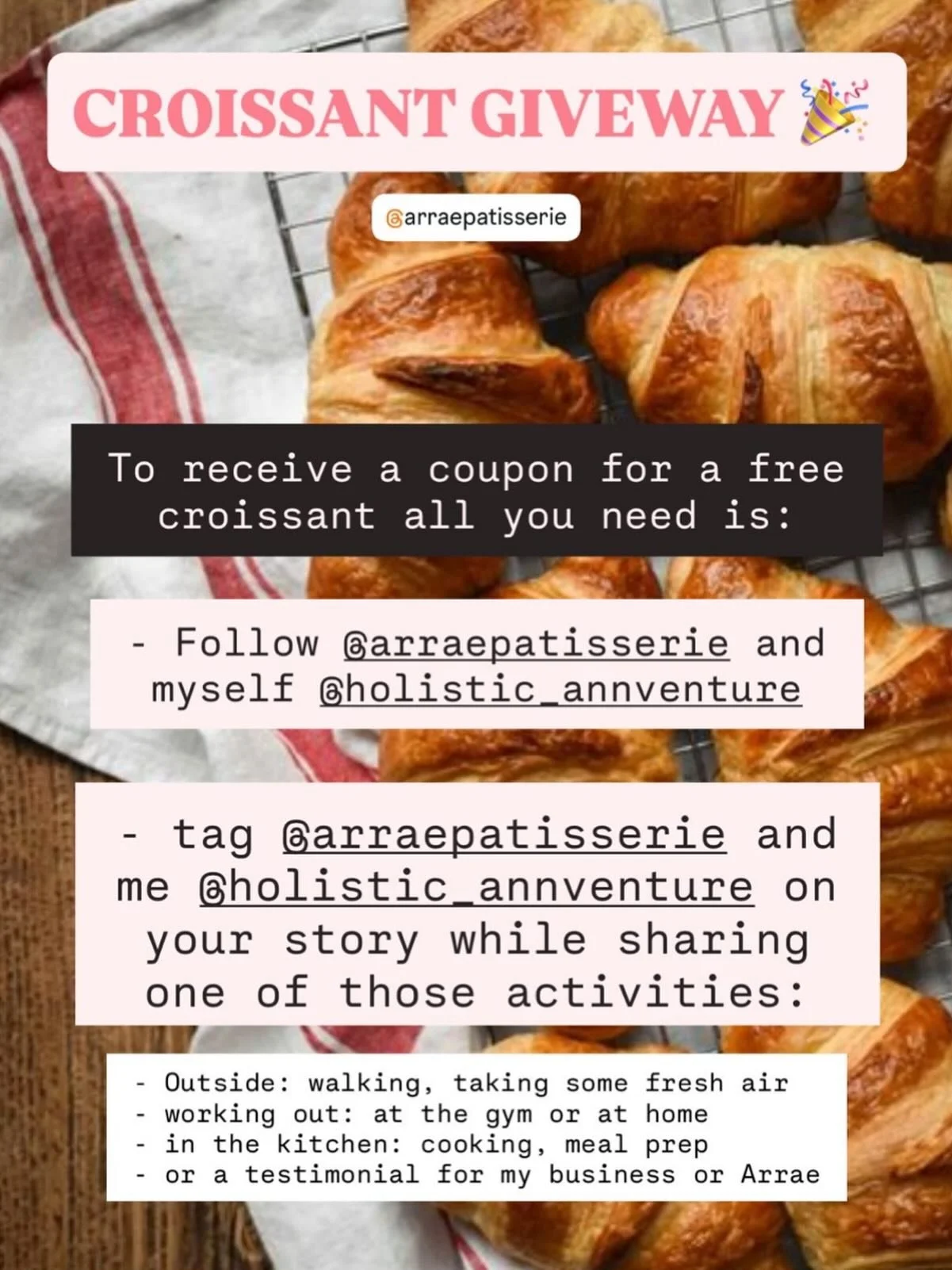 🥐 CROISSANT GIVEAWAY 🇫🇷 🎉 

When a French gym owner collaborates with a local patisserie, this is what happens:
👉 movement
👉 real life
👉 AND croissants 😅

Because health isn&rsquo;t about restriction , it&rsquo;s about rhythm, joy, and commun