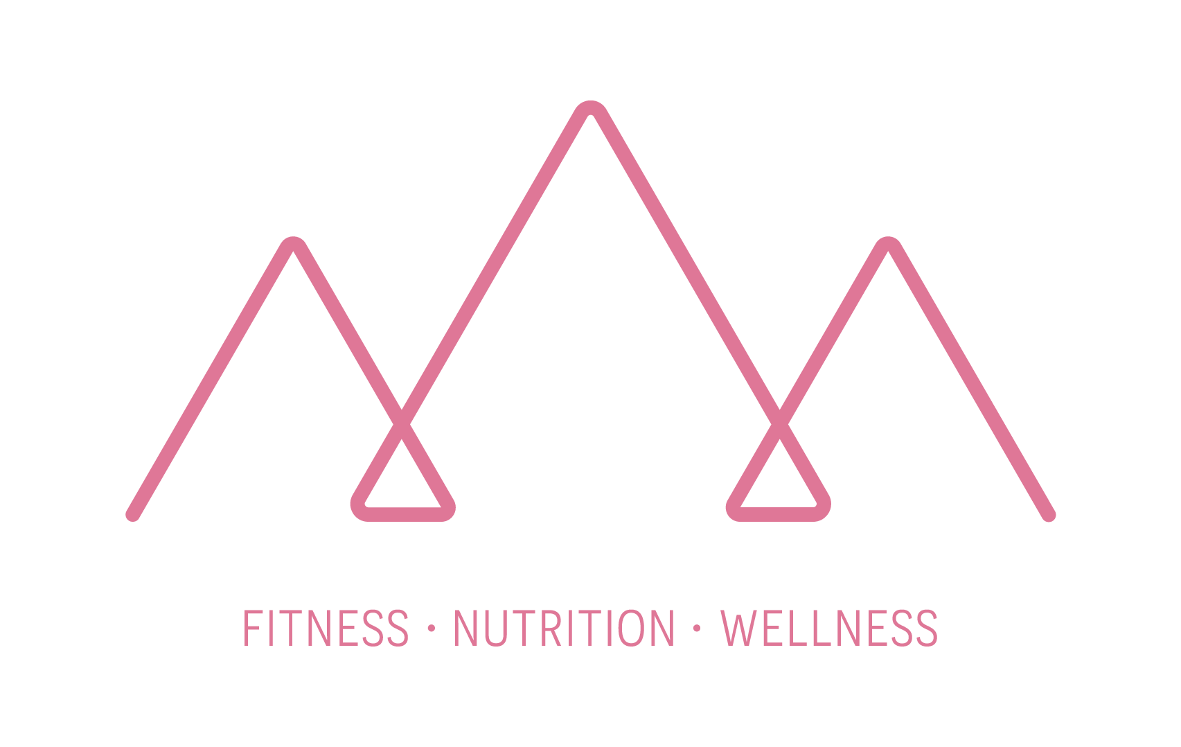 Line graph with peaks and valleys in pink, labeled with 'fitness', 'nutrition', and 'wellness' at the bottom.