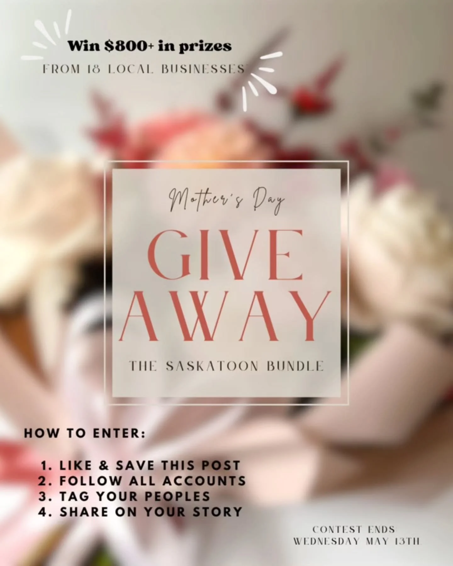 ✨ MOTHER&rsquo;S DAY GIVEAWAY ✨

Saskatoon&hellip; this one&rsquo;s BIG 👀 We&rsquo;ve partnered with some amazing local businesses to create the ultimate Mother&rsquo;s Day bundle &amp; give one lucky winner $800+ in local prizes 🤍

Treat your mom&