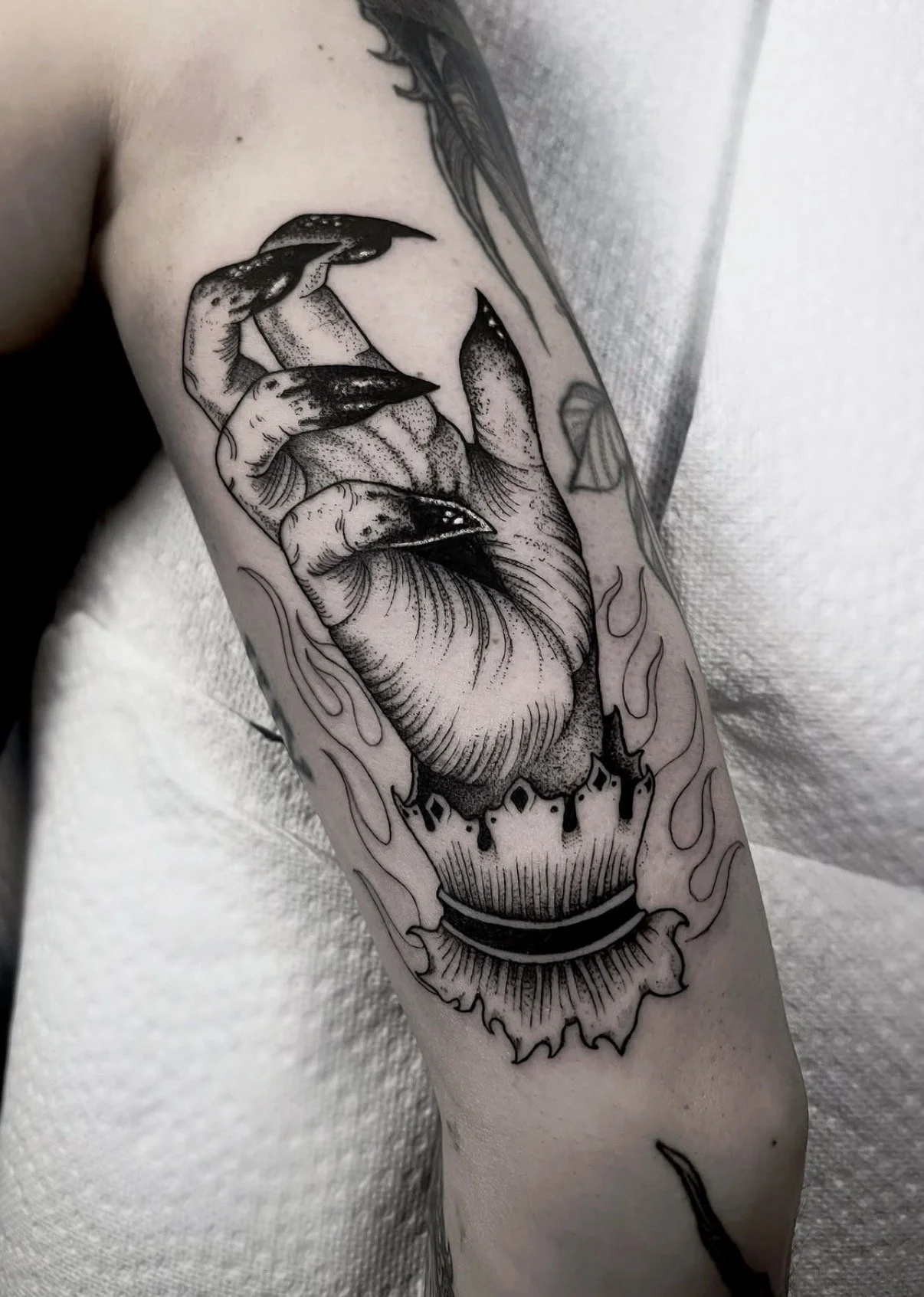 Spooky Blackwork Hand Claw Horror Tattoo