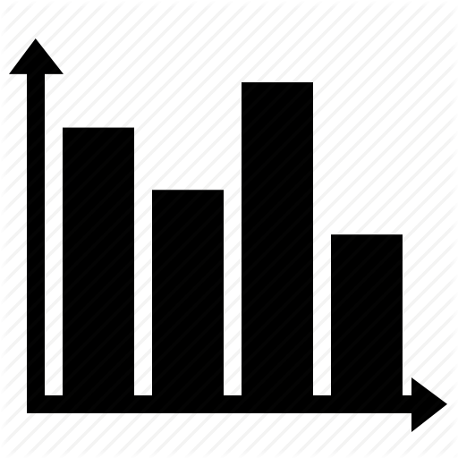 Black bar chart with four vertical bars of varying heights on a black background.