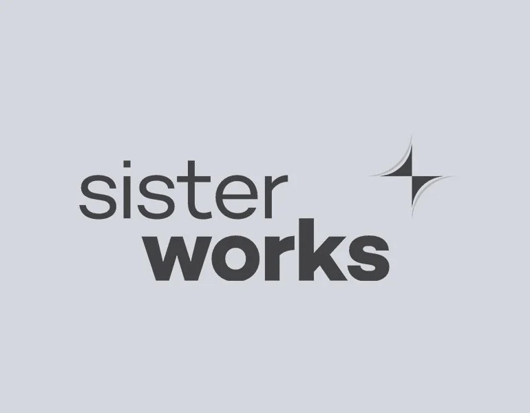 Kate Dillon client logo 'SisterWorks' on a light gray background.
