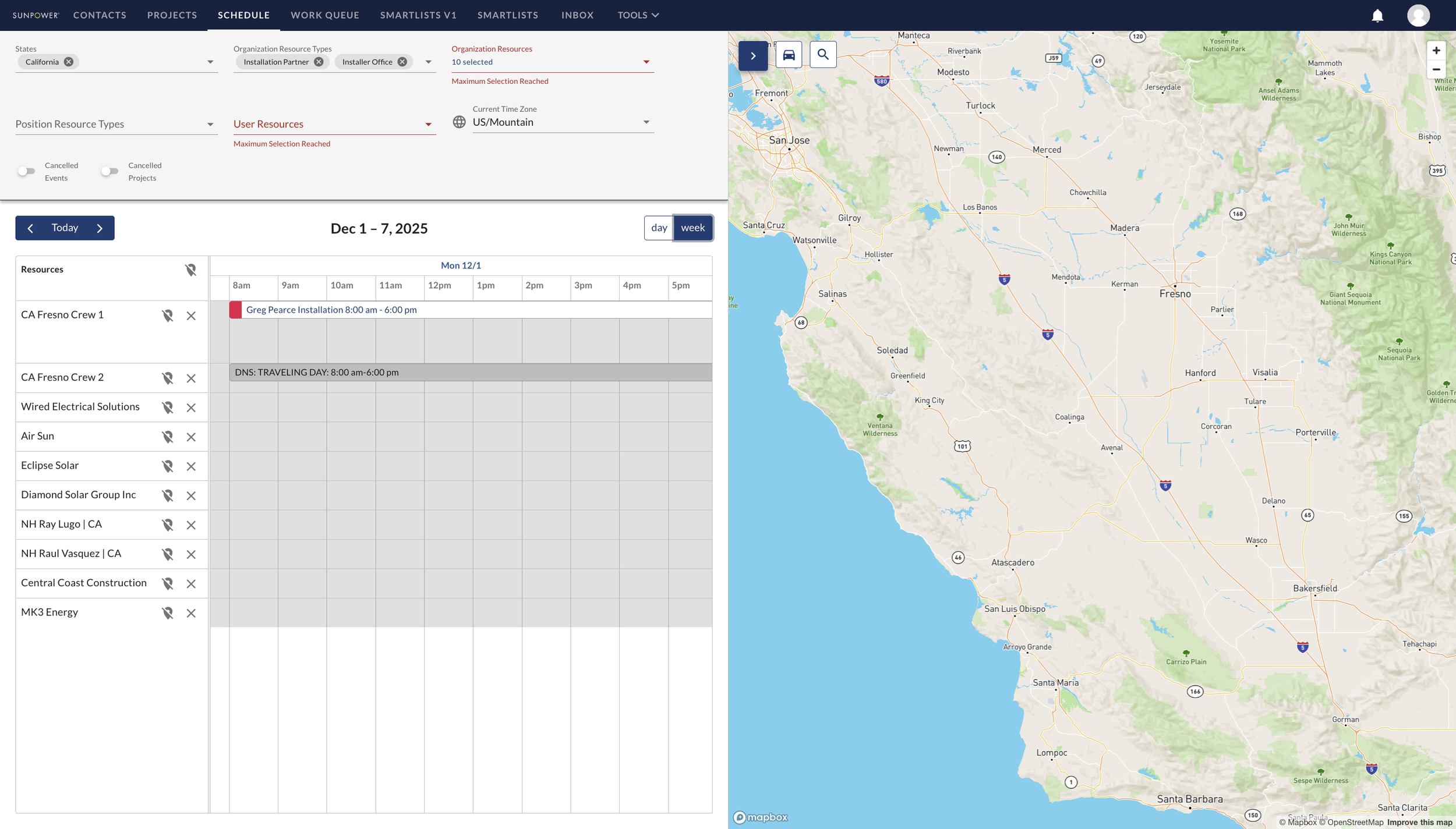 geolocating scheduling software