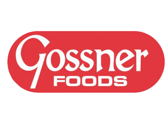 Gossner Foods logo with red oval background and white text.