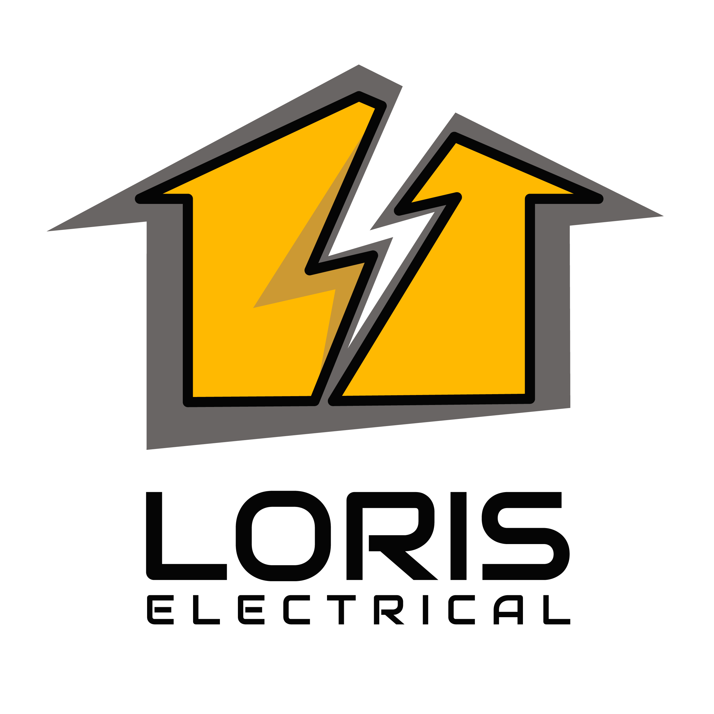 Loris Electrical alternate business logo on a yellow background.