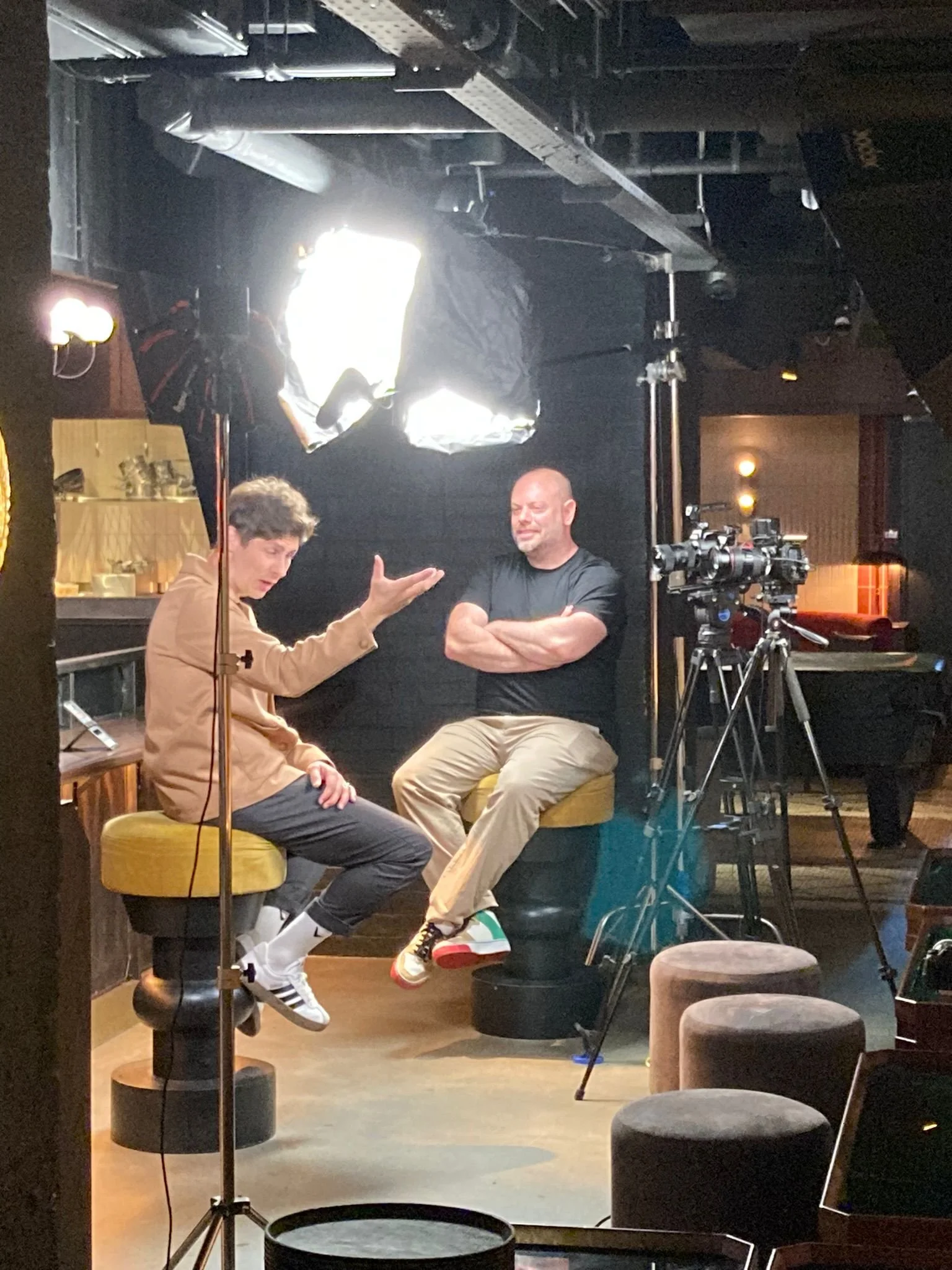 Ian talking to guest in studio