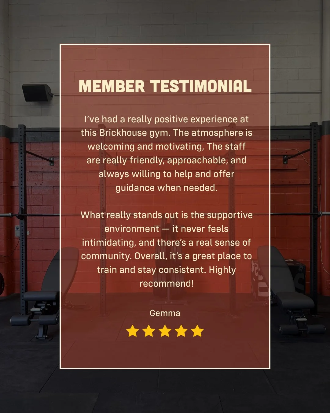 A huge thank you to Gemma for the incredible review and kind words ❤️⁠
⁠
It means so much to hear our members' experiences and see what Brickhouse means to so many people. A lot of what&rsquo;s been shared really reflects the community we&rsquo;re so
