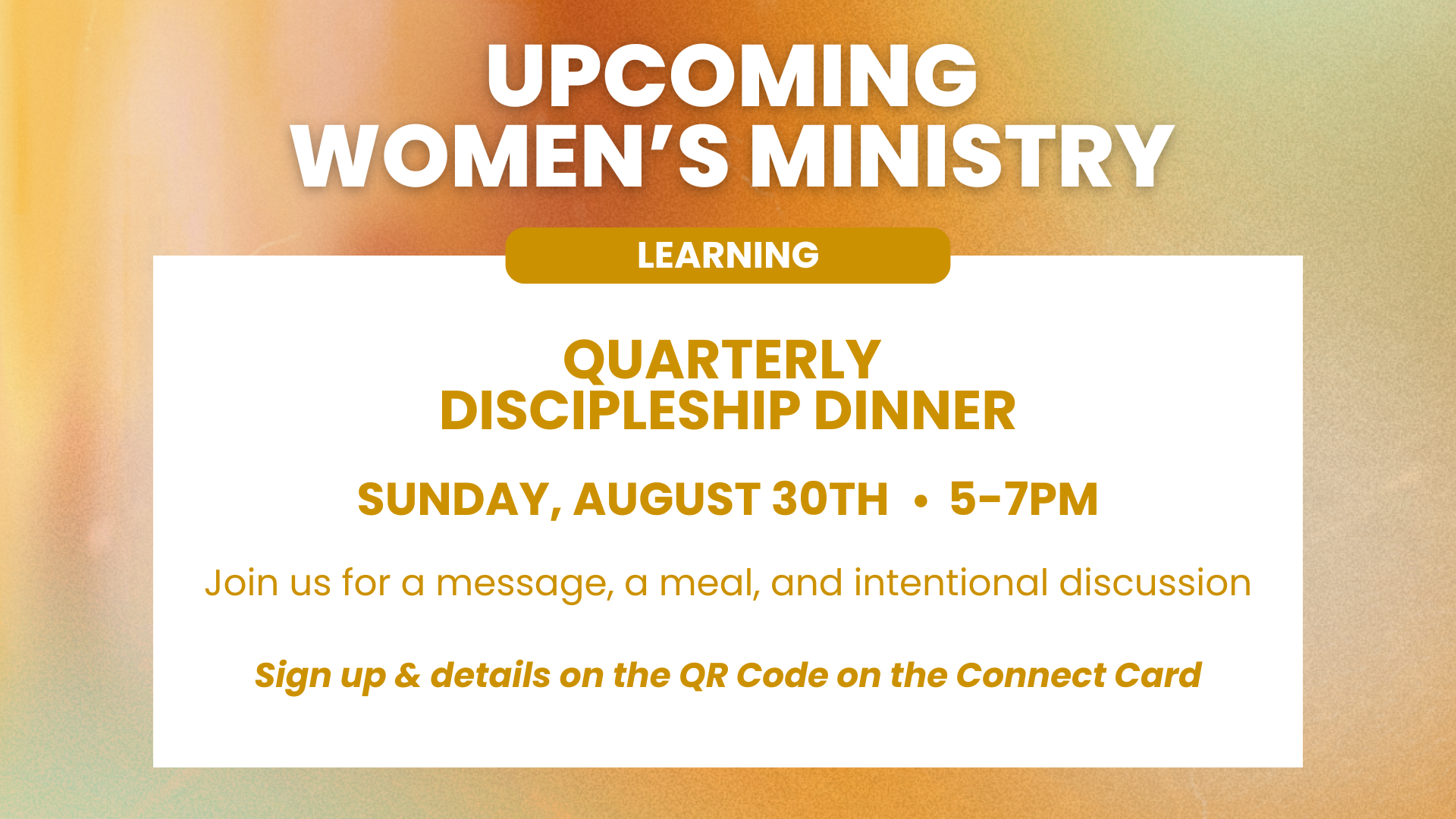 Women's Ministry Discipleship Dinner