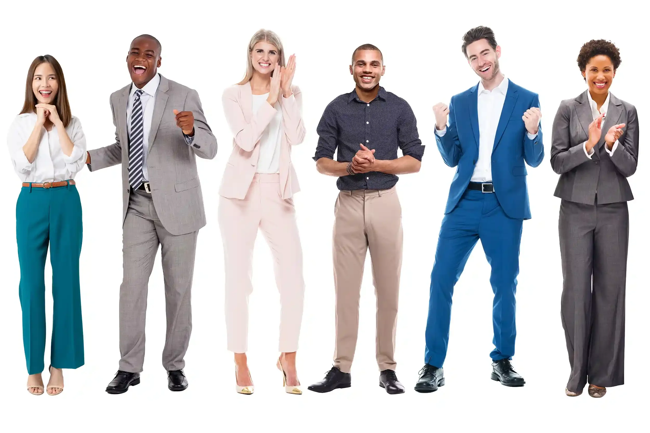 Group of diverse business people clapping and celebrating