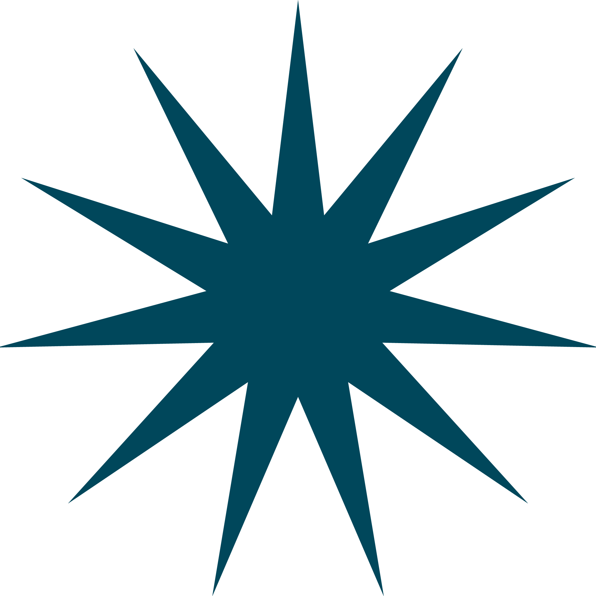 An eleven-pointed blue star