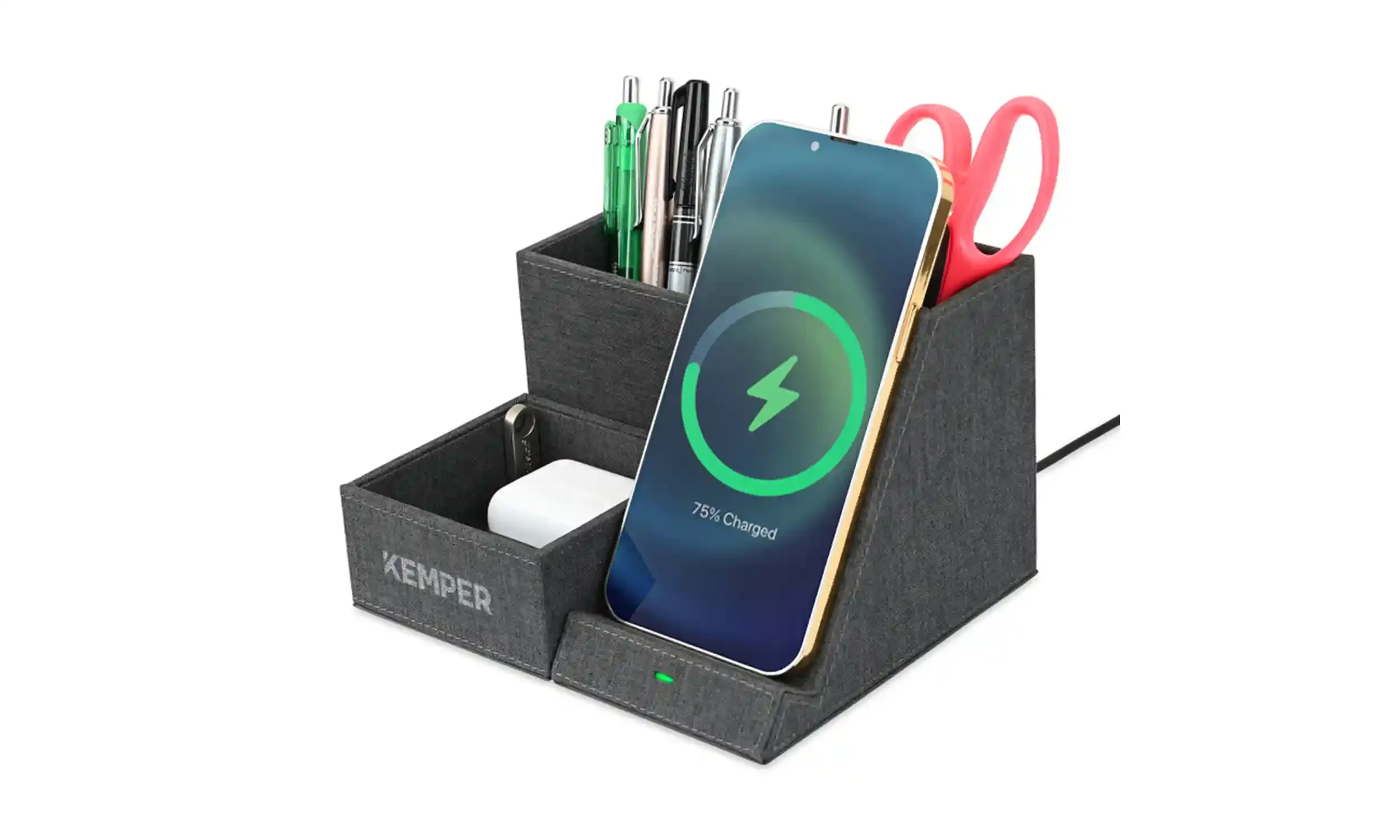 Eden Wireless Charging Desk Organizer • Size: 6.6"L X 5.5"W X 4.4"H • $90+ (8 pieces minimum)