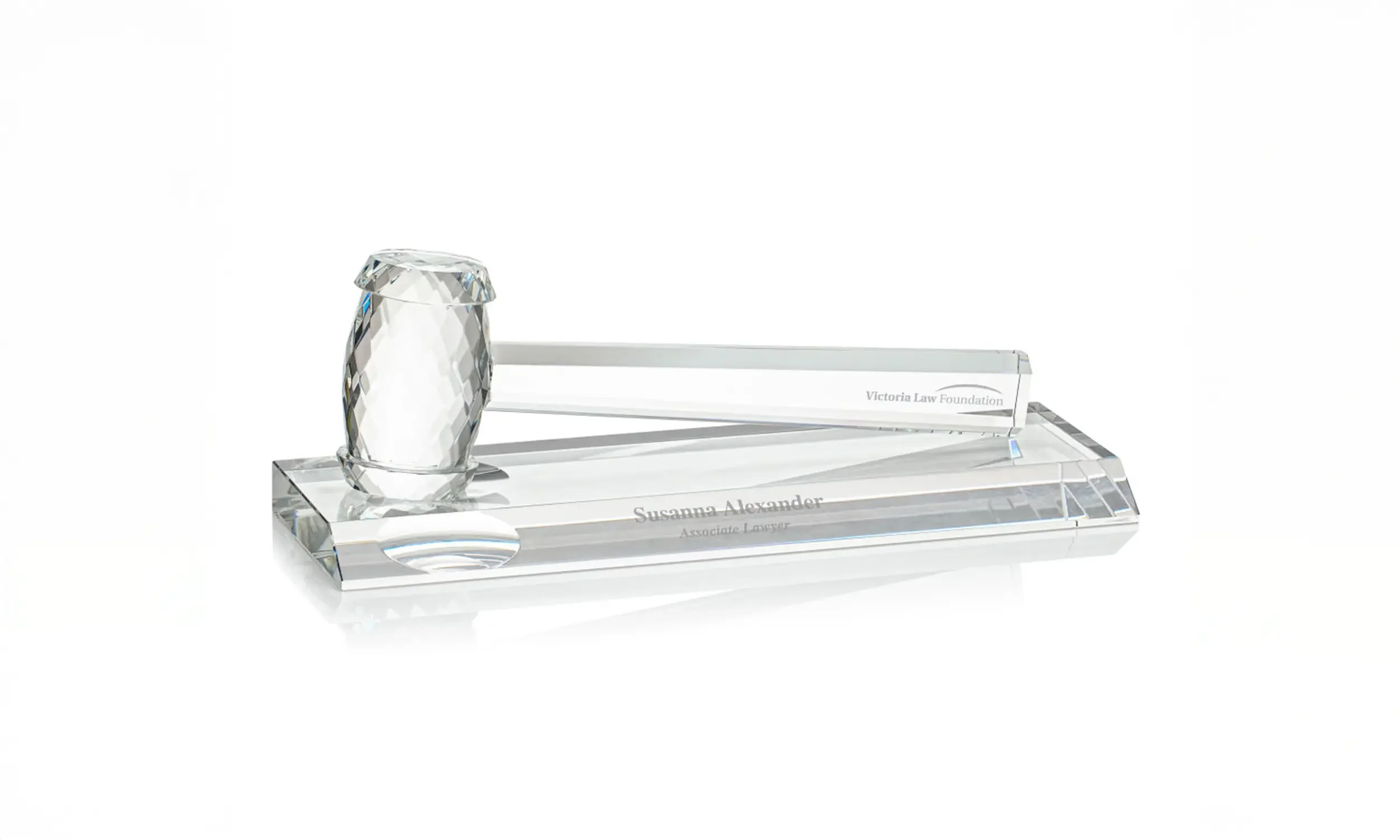 Crystal Gavel with Base • Size: 10” • $275