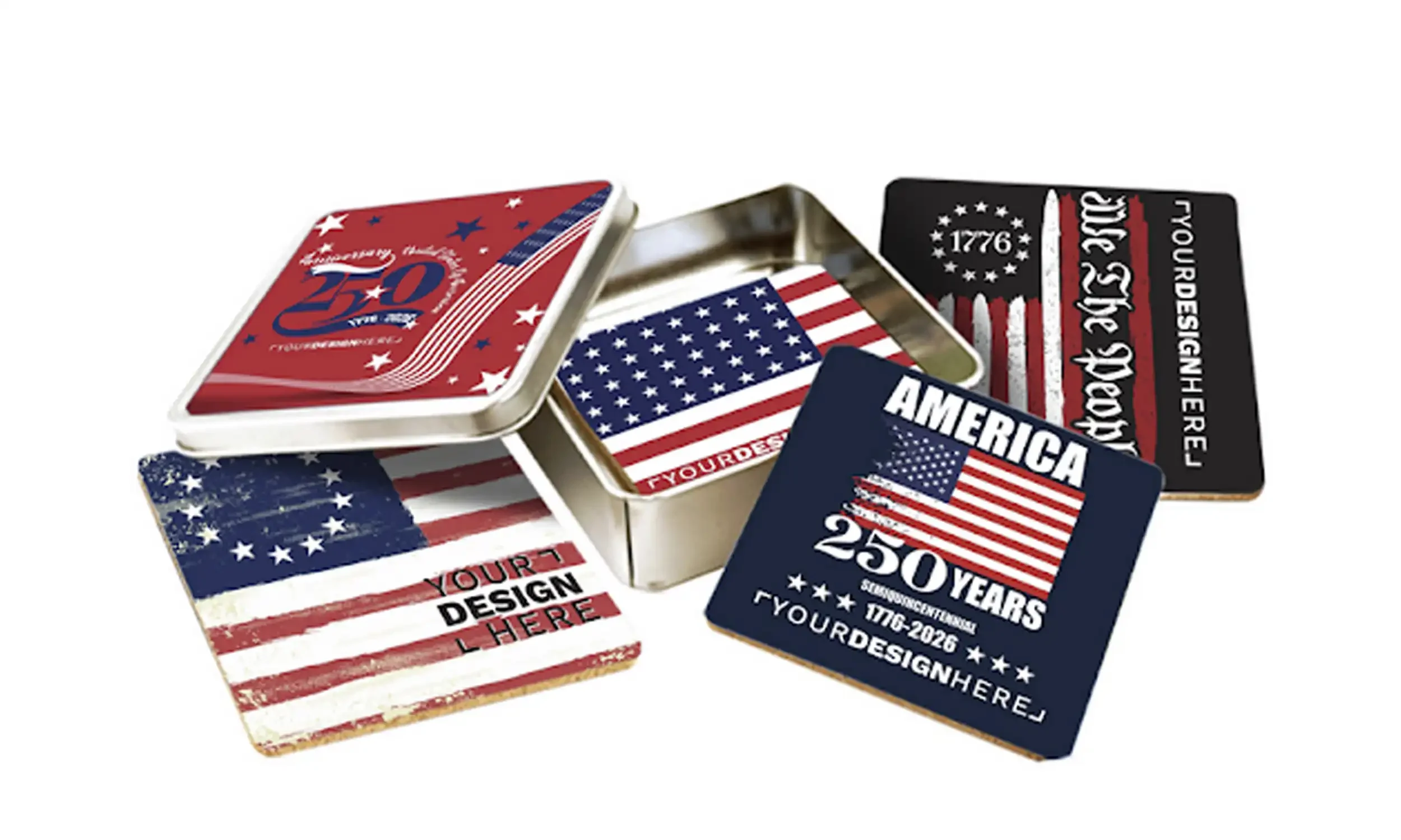 Square Coaster Set in Square Tin. Made in USA • $10.31+ (100 pieces minimum)