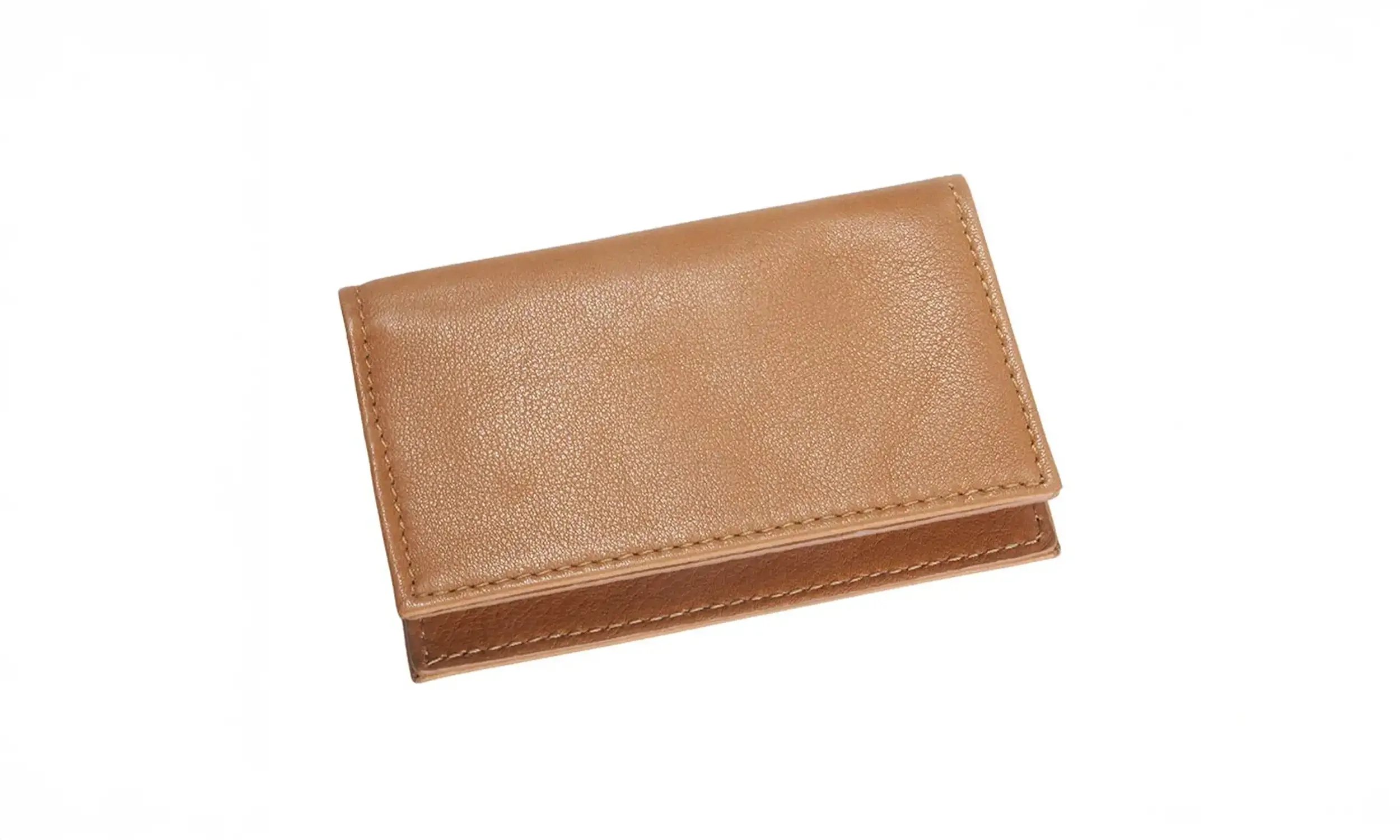 Leather Fold-over Business Card Holder • Size: 4.25” x 2 .875” • $65+