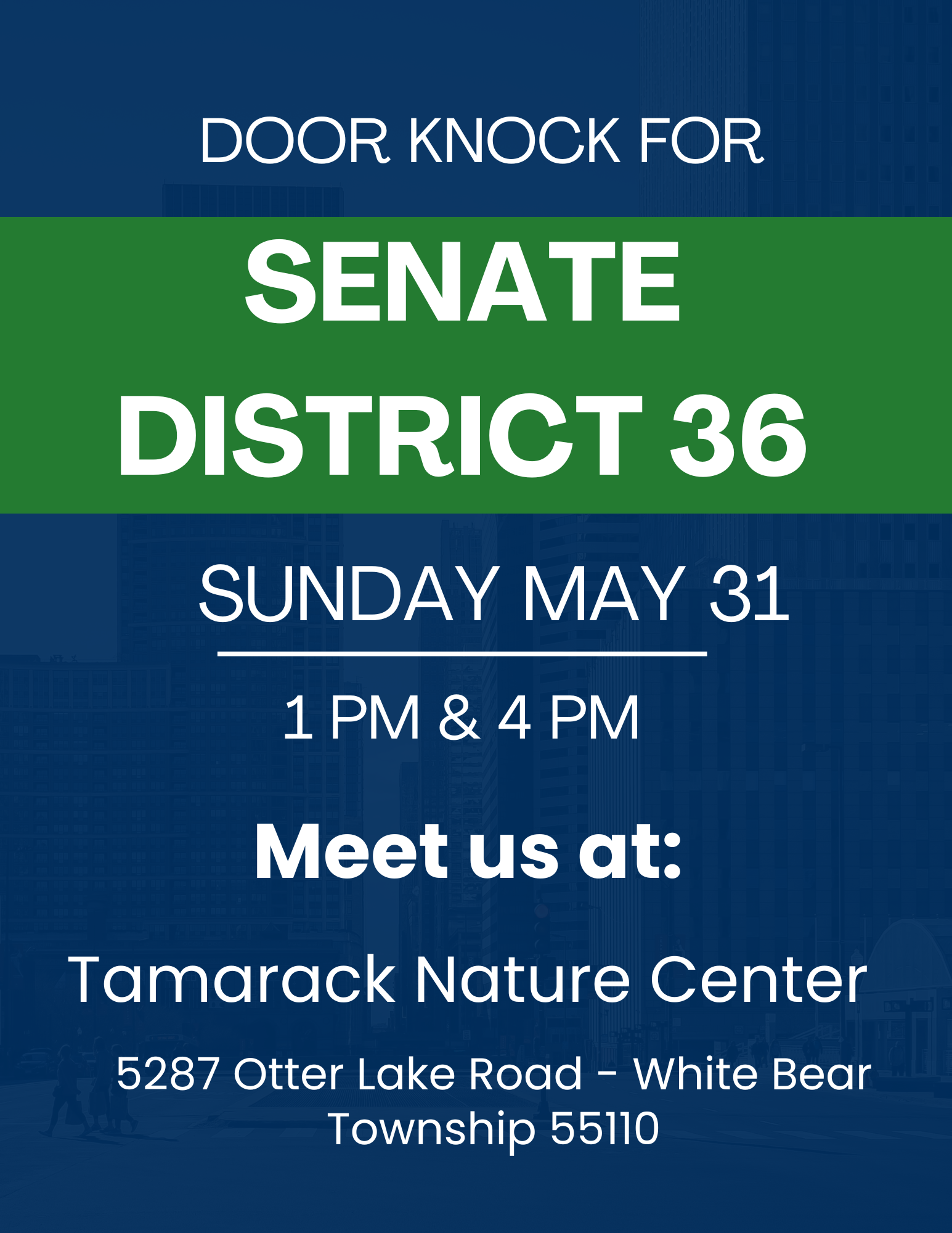 SD36 Door Knock Sat. May 31, from 10am to 1pm at Tamarach Nature Center