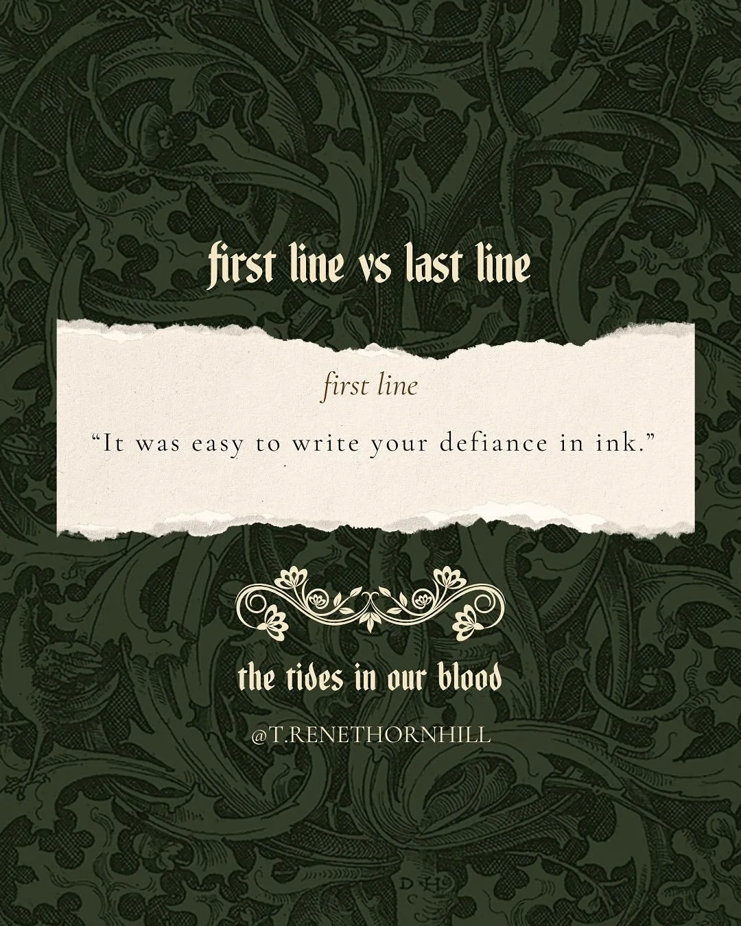 First line vs last line. Which one hits harder? 👇

This is Silas&rsquo;s journey in my novelette The Tides in Our Blood, available soon to newsletter subscribers!

#indieauthor #fantasyauthor #amwritingfantasy #fantasybooks #darkfantasy #romantasy #