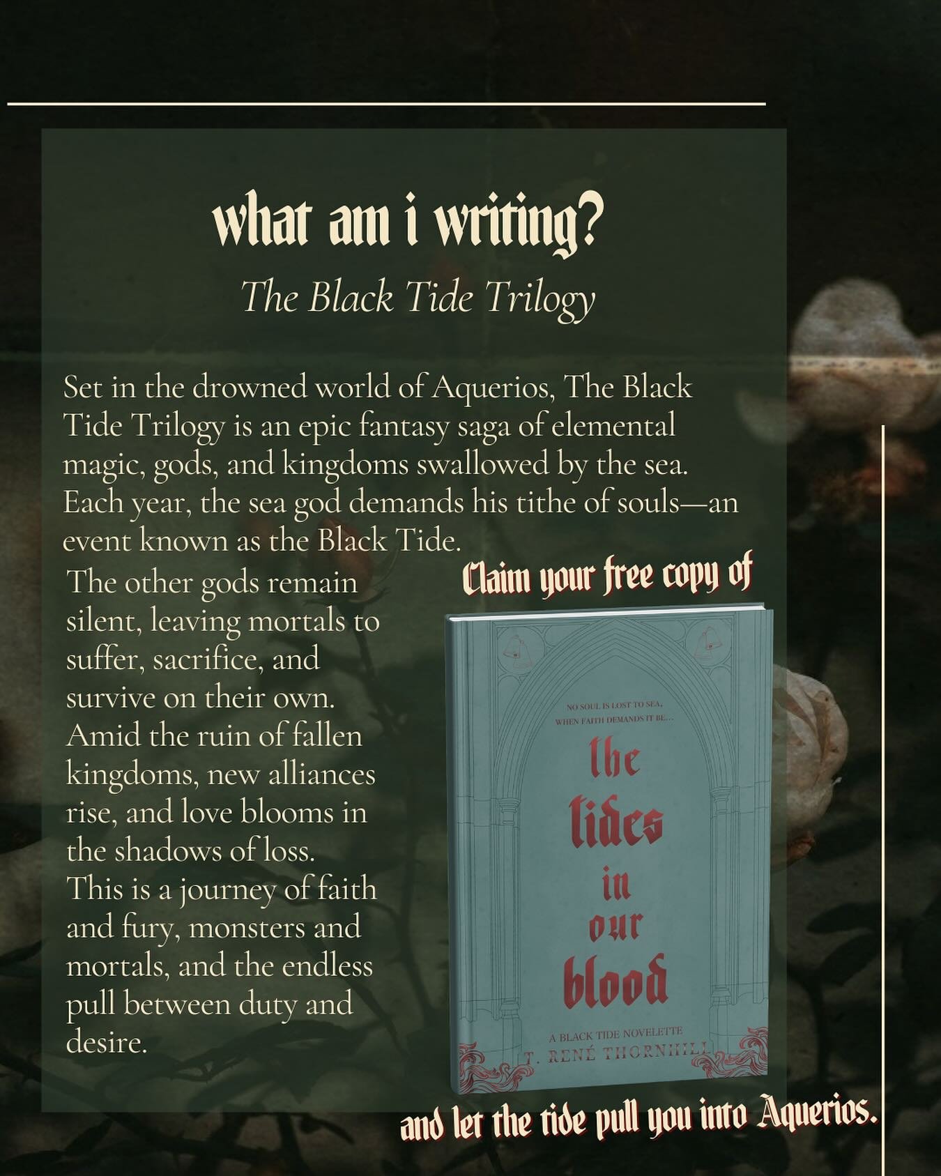 What kind of fantasy do you love most: gods, monsters, magic, or doomed kingdoms?
Here&rsquo;s a look at the world behind my saga, The Black Tide. 
If you want to dive in early, the prequel novelette is free when you sign up for my newsletter.
Follow
