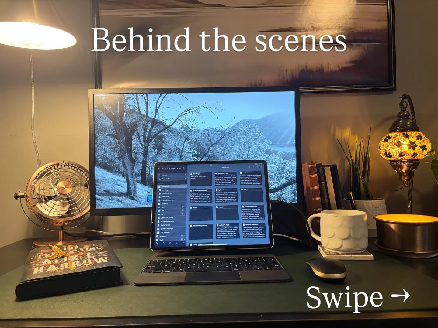 from my quiet desk to Frostwake&rsquo;s frigid depths. 
❄️ The Ice in Our Veins &mdash; WIP 2026

#fantasyauthor #indieauthor #fantasywriter #behindthescenes #writersofinstagram #writinginprogress #theblacktidetrilogy