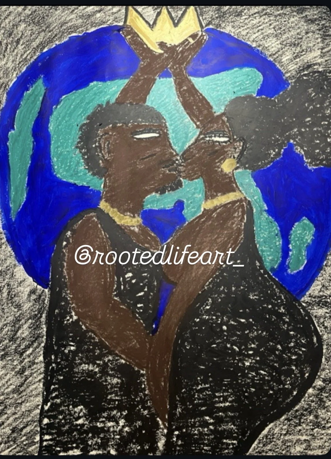 Union-Original Pastel Artwork | Black Love & Unity Symbolic Art by Yaw