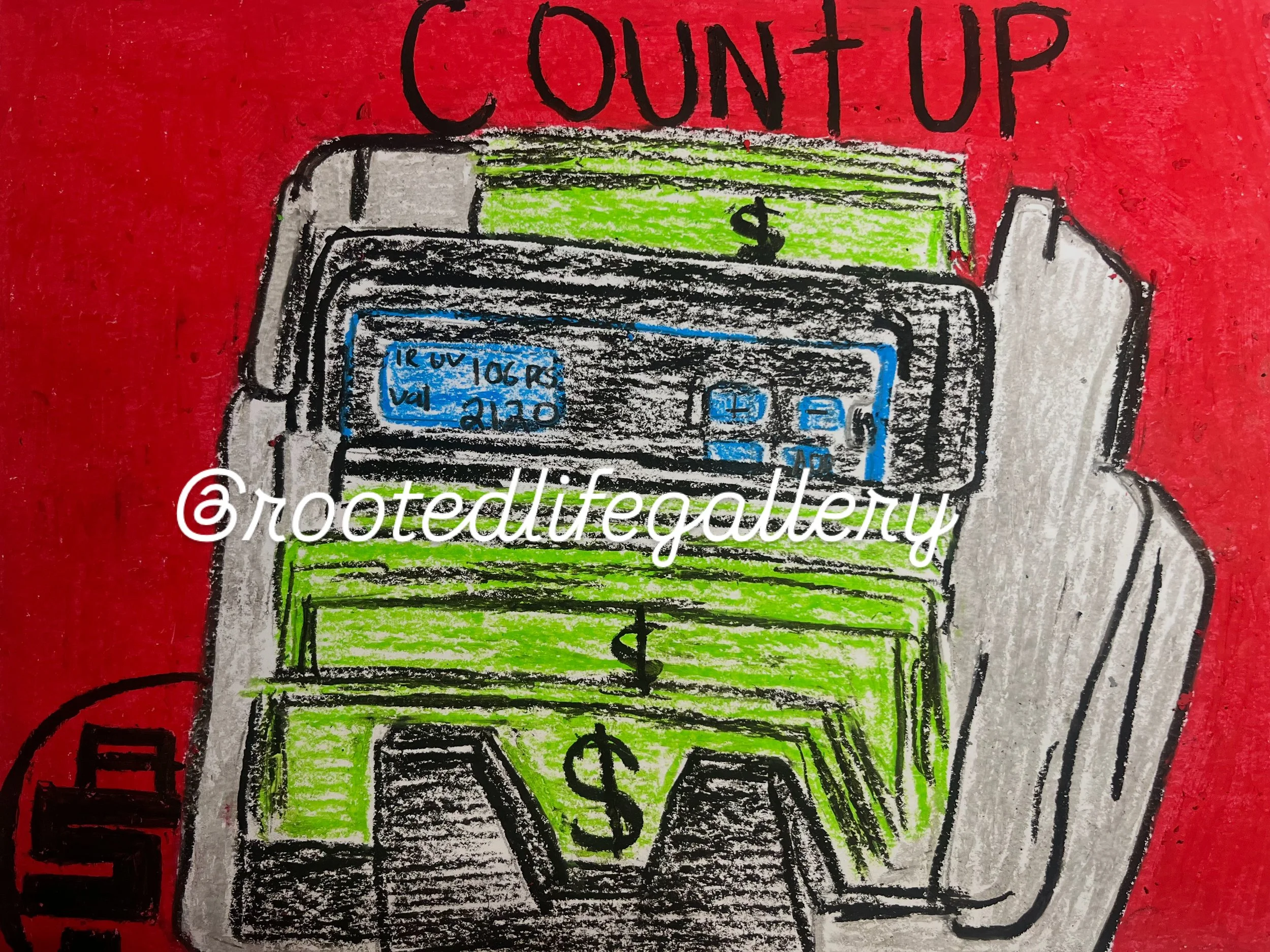 Money Counter Ambition- Hustle & Wealth Artwork | Financial Mindset Art by Yaw