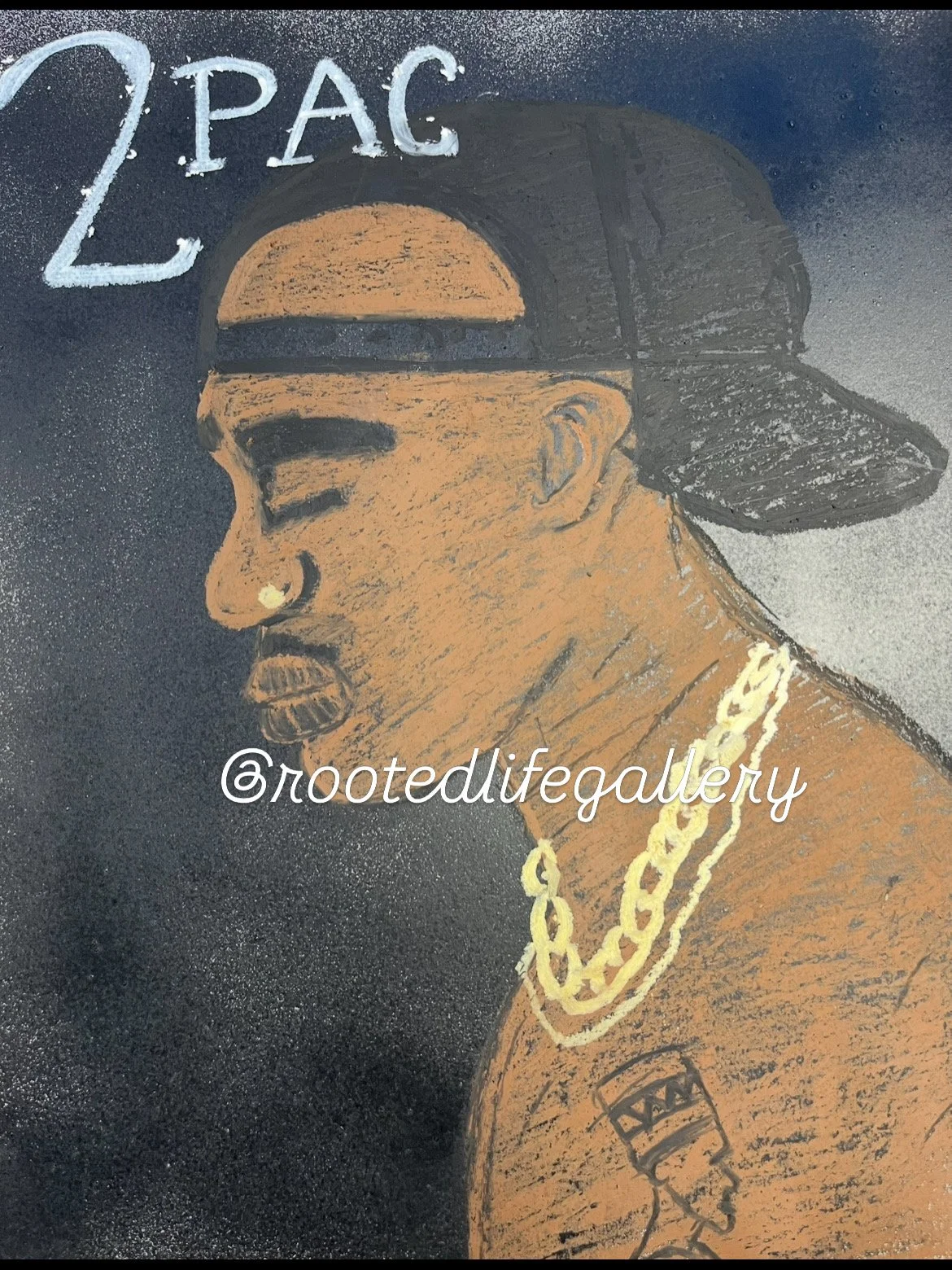 2Pac Inspired Portrait-Original Oil Pastel Artwork | Textured Hip-Hop Art by Yaw
