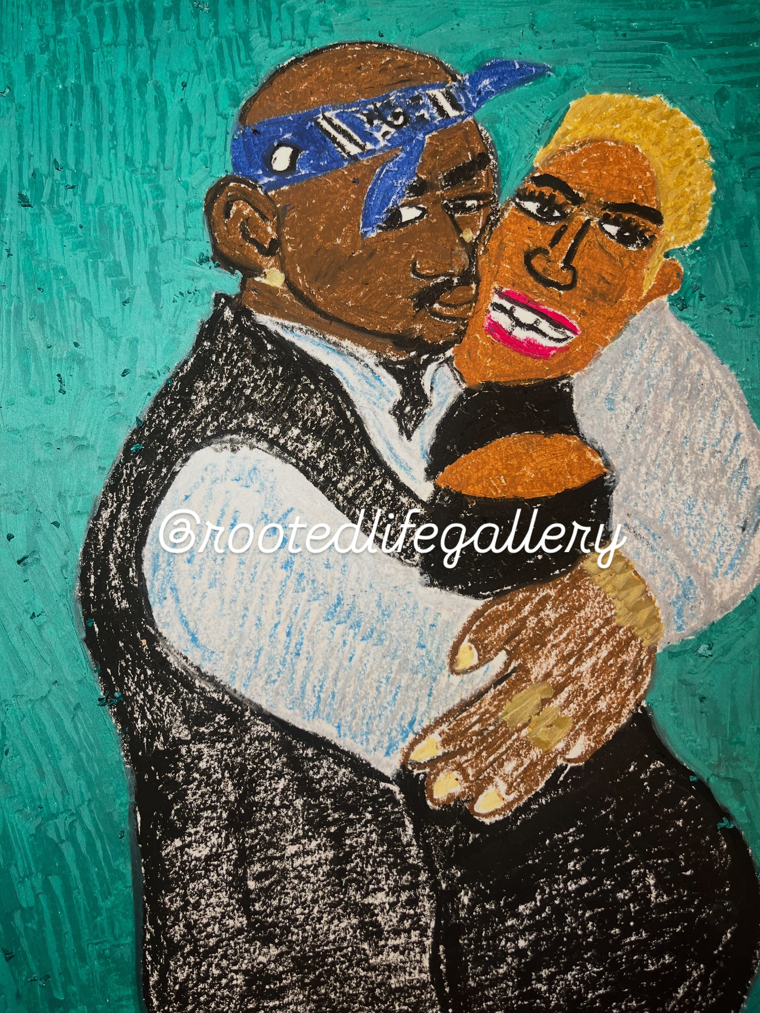 Pac and Jada- Hip-Hop Inspired Portrait | Original Oil Pastel Artwork