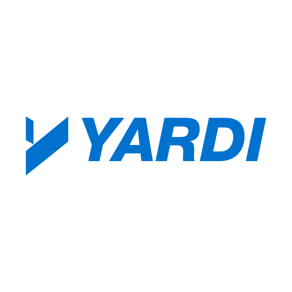 Yardi logo in blue with a stylized geometric icon to the left of the company name.
