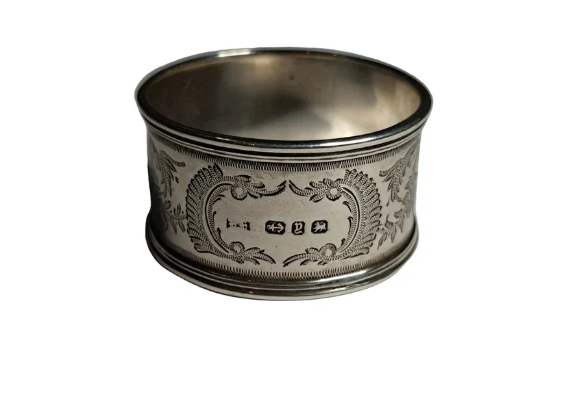 Antique Silver Floral Engraved Napkin Ring
