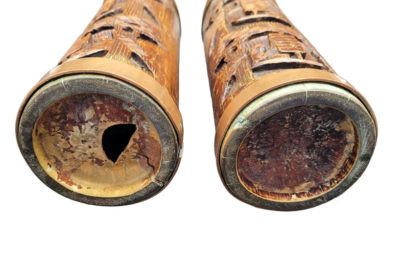 Bottom view of a pair of Chinese brush pots