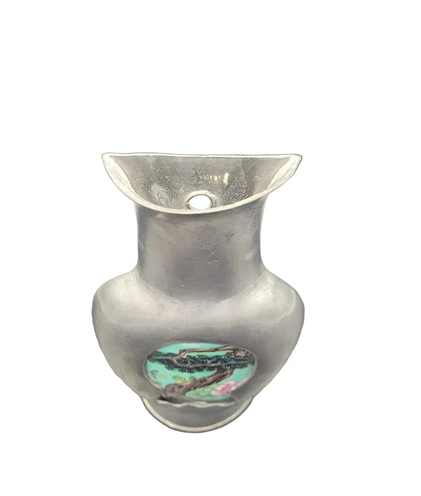 Antique Chinese white metal vase is a finely crafted  piece