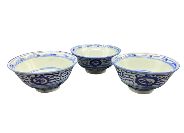 Chinese Qing Porcelain 3 Bowls 18th Century
