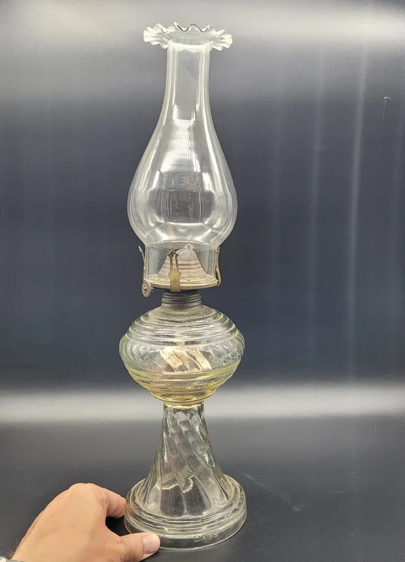 A Rare and Beautiful "Dabbs" Brand Oil Lamp Glass constructed made in Portugal in the late 1800s.