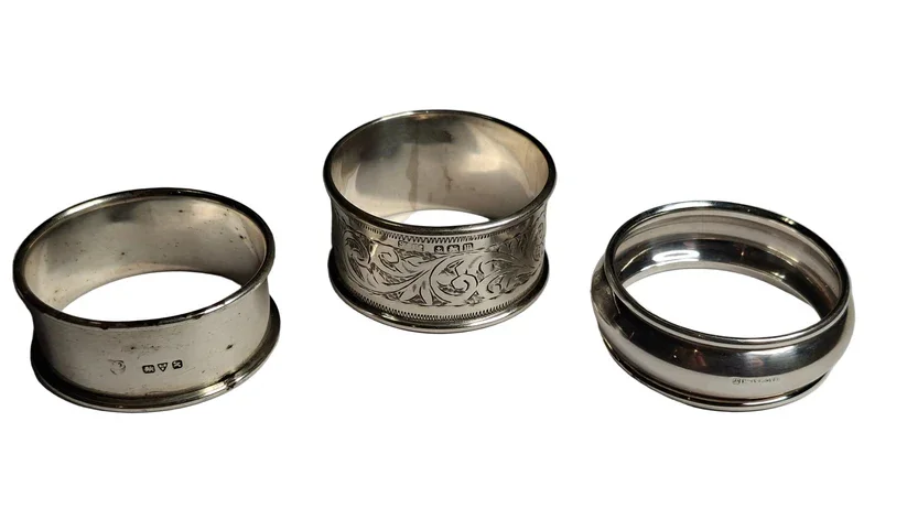 Antique Solid Silver Napkin Rings - Set of Three