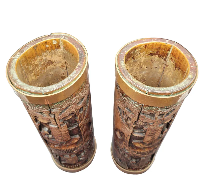 pair of Chinese brush pots dating to the Qing dynasty