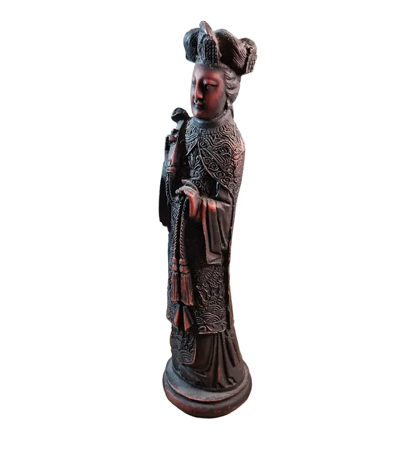 Vintage Chinese Carved Resin Guan Yin Statue Figure