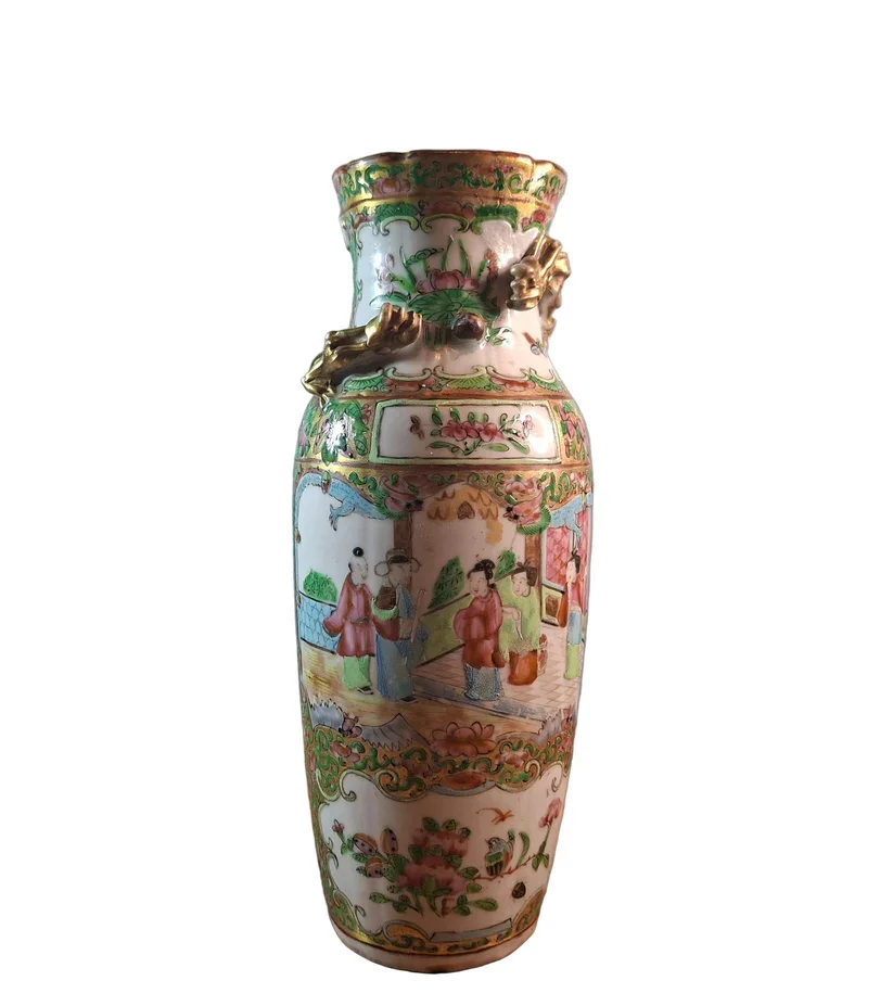 Antique Chinese Canton Famille Rose Vase