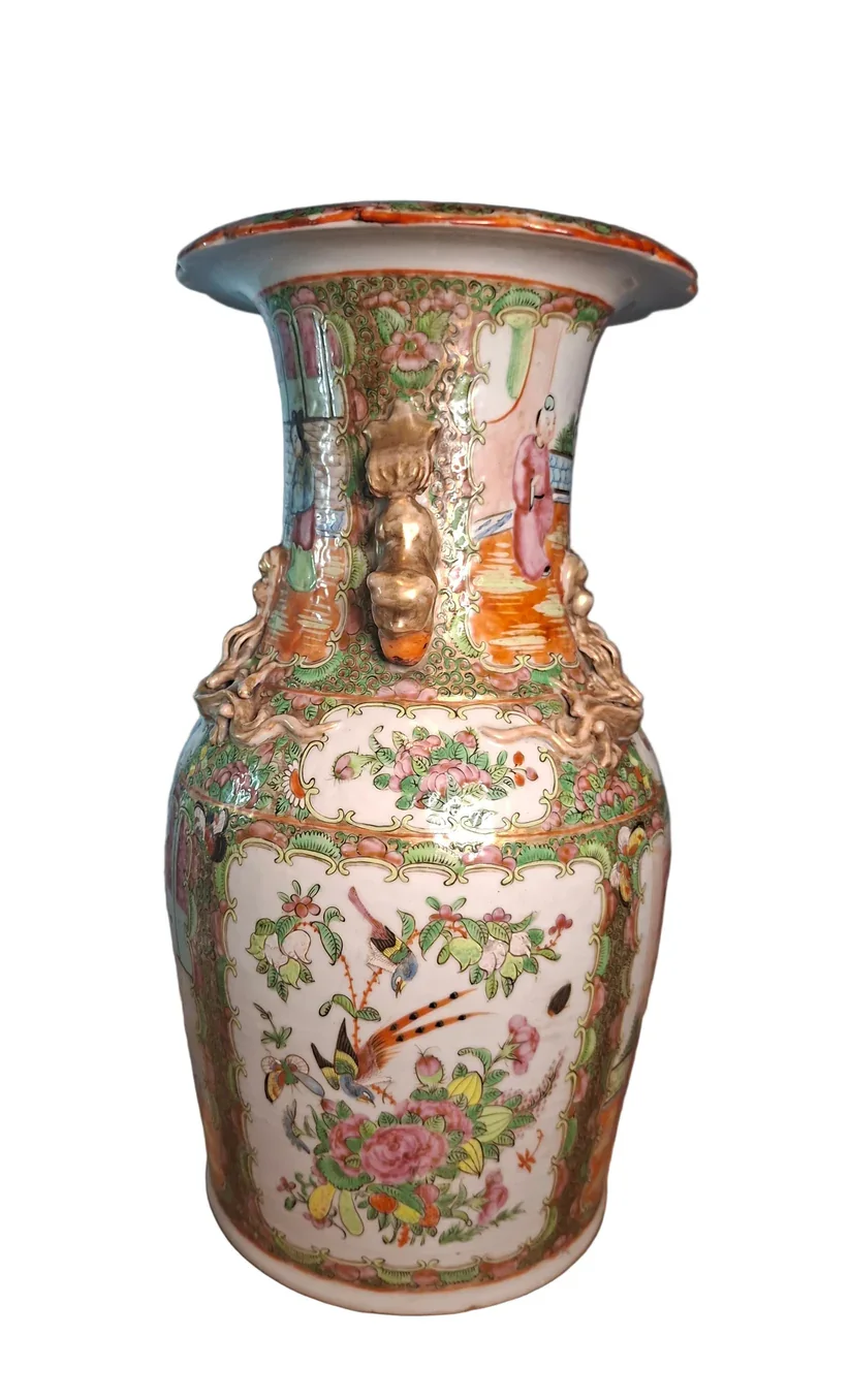 A 19th-century Cantonese porcelain vase this is a fine example of the Famille Rose tradition,