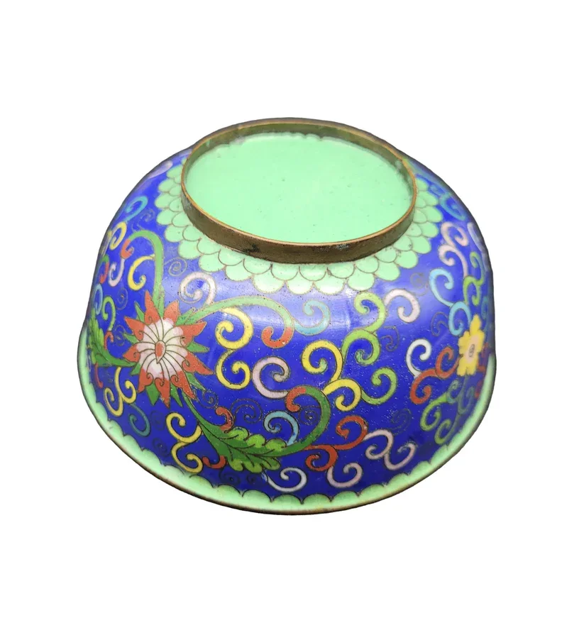 Bottom of an antique three-piece Japanese cloisonné set