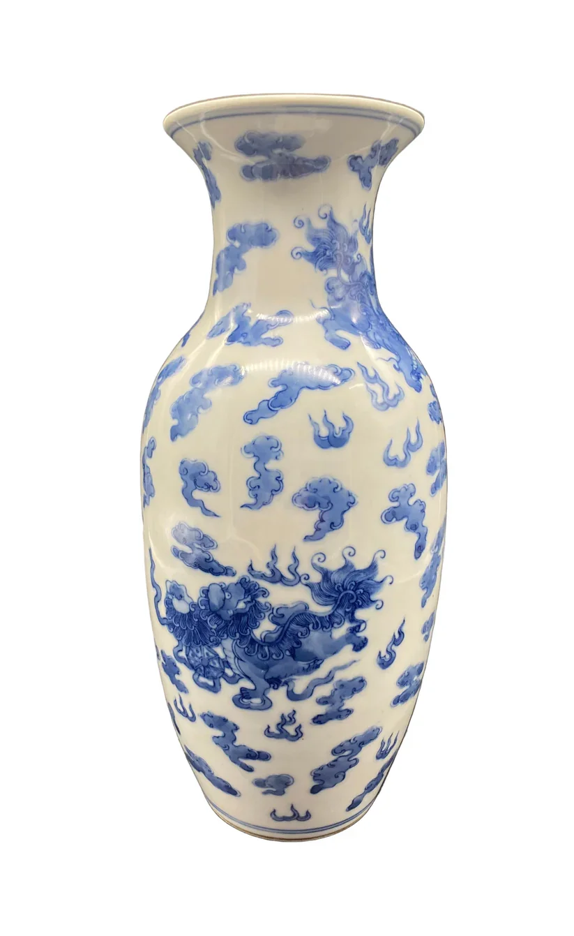 Chinese 19th Century Porcelain Vase Antique Blue & White