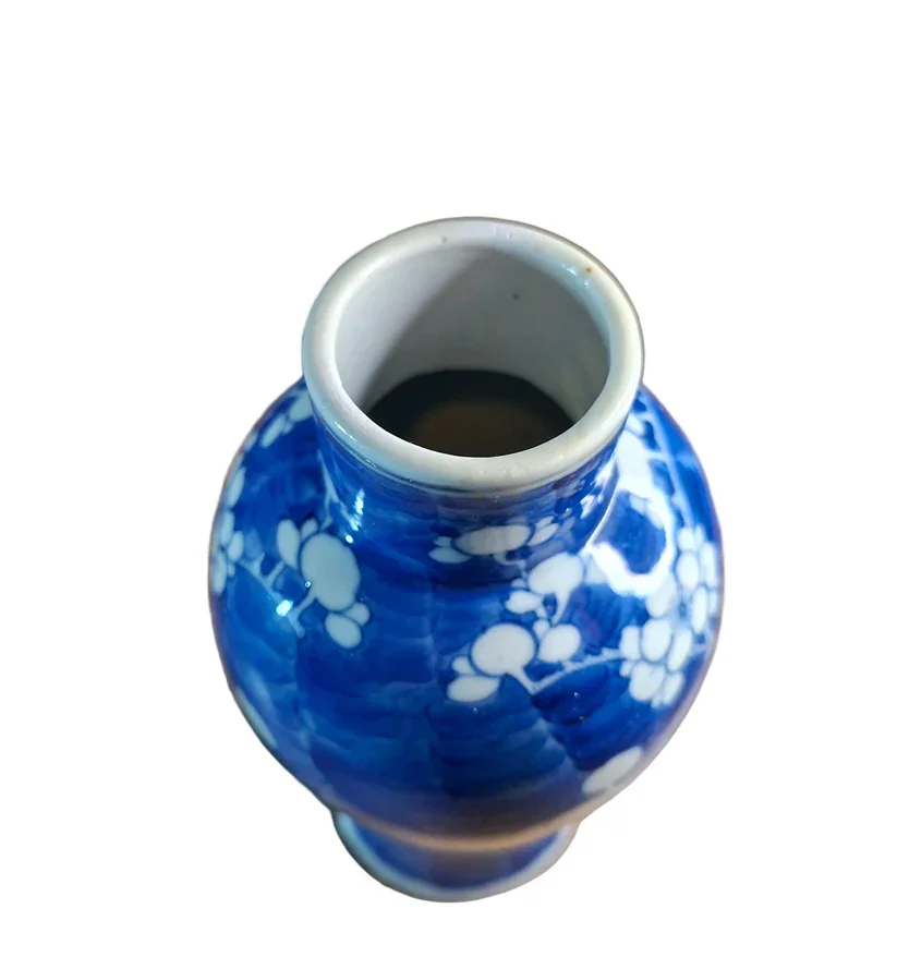 Chinese antique porcelain vase, is beautifully decorated in the Qing Dynasty Kangxi style, featuring the classic Prunus design