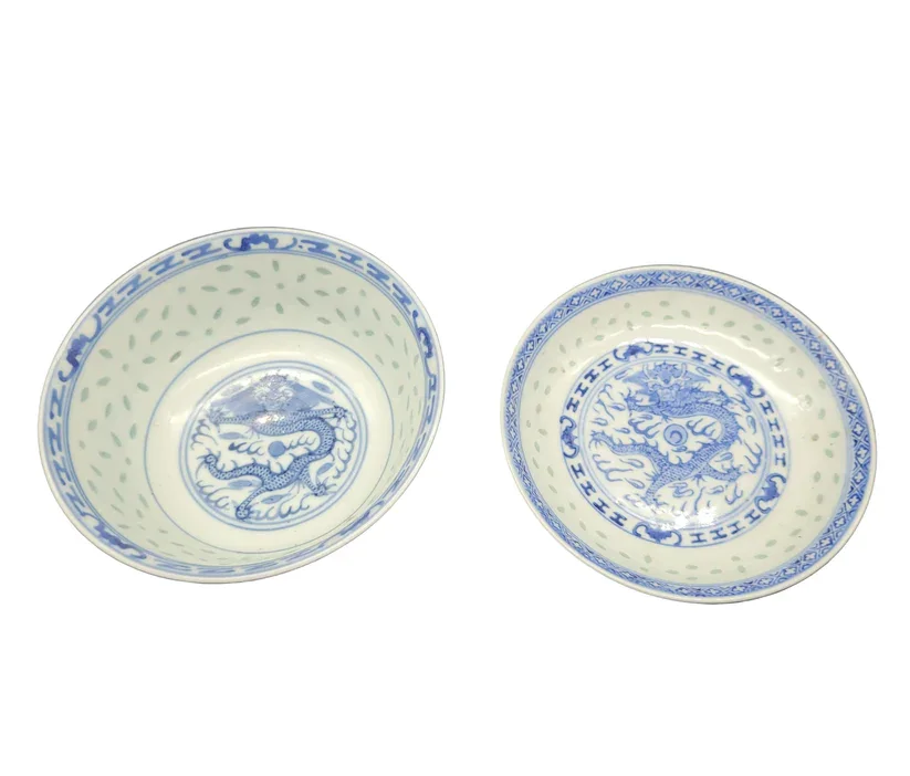 Chinese Republic period Dragon Bowl & Saucer